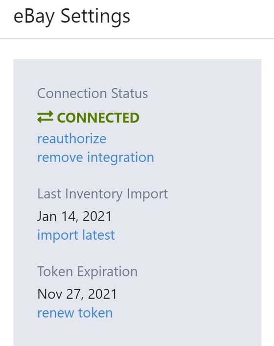 Resetting your eBay Authorization token