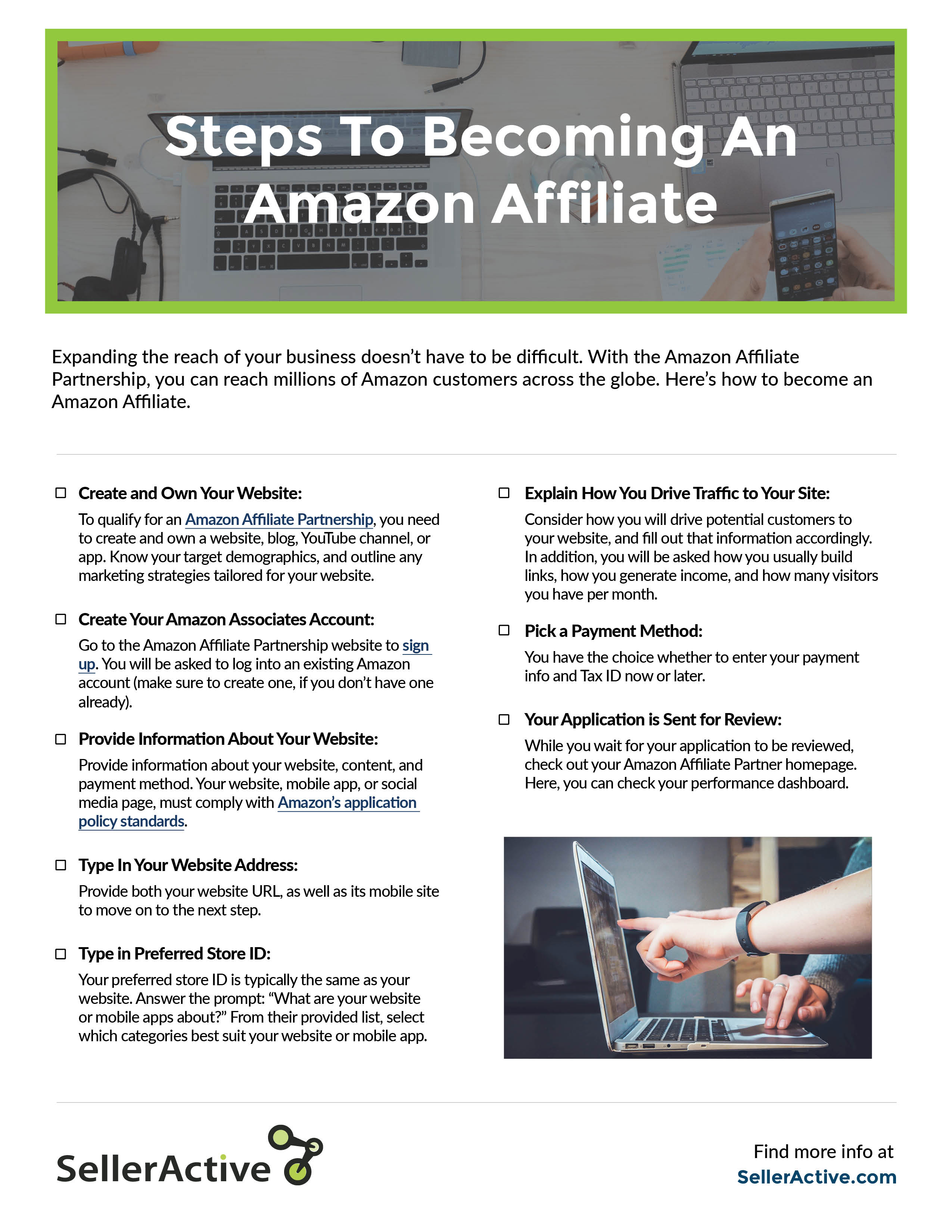 Steps to becoming an Amazon Affiliate.