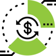 Icon of dollar sign with circulator motion