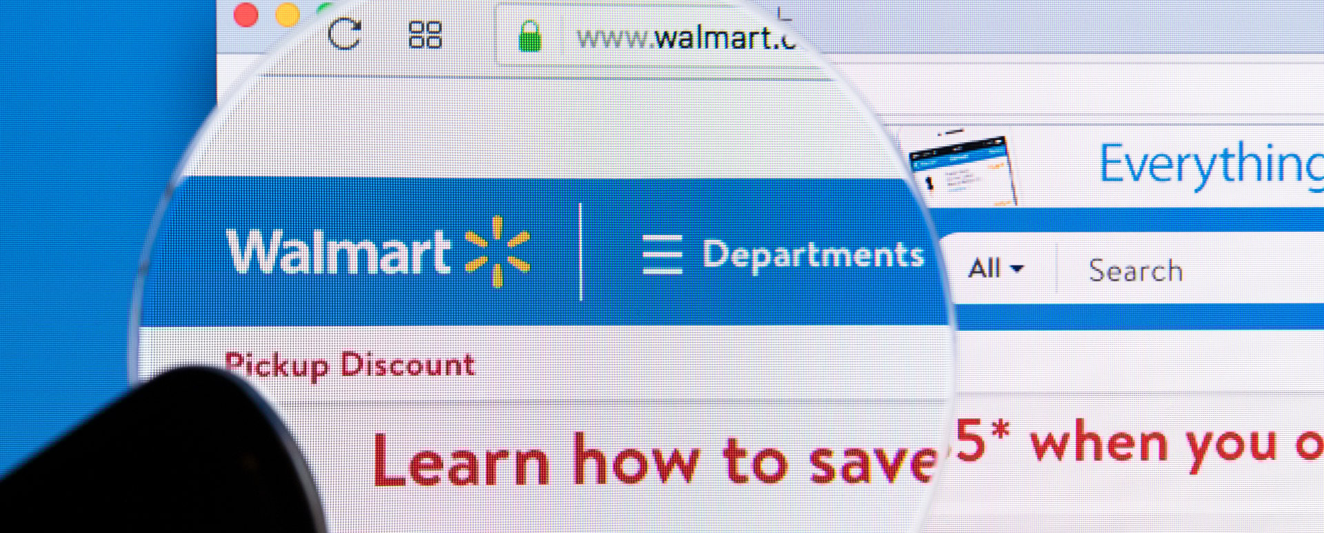 Walmart website header.