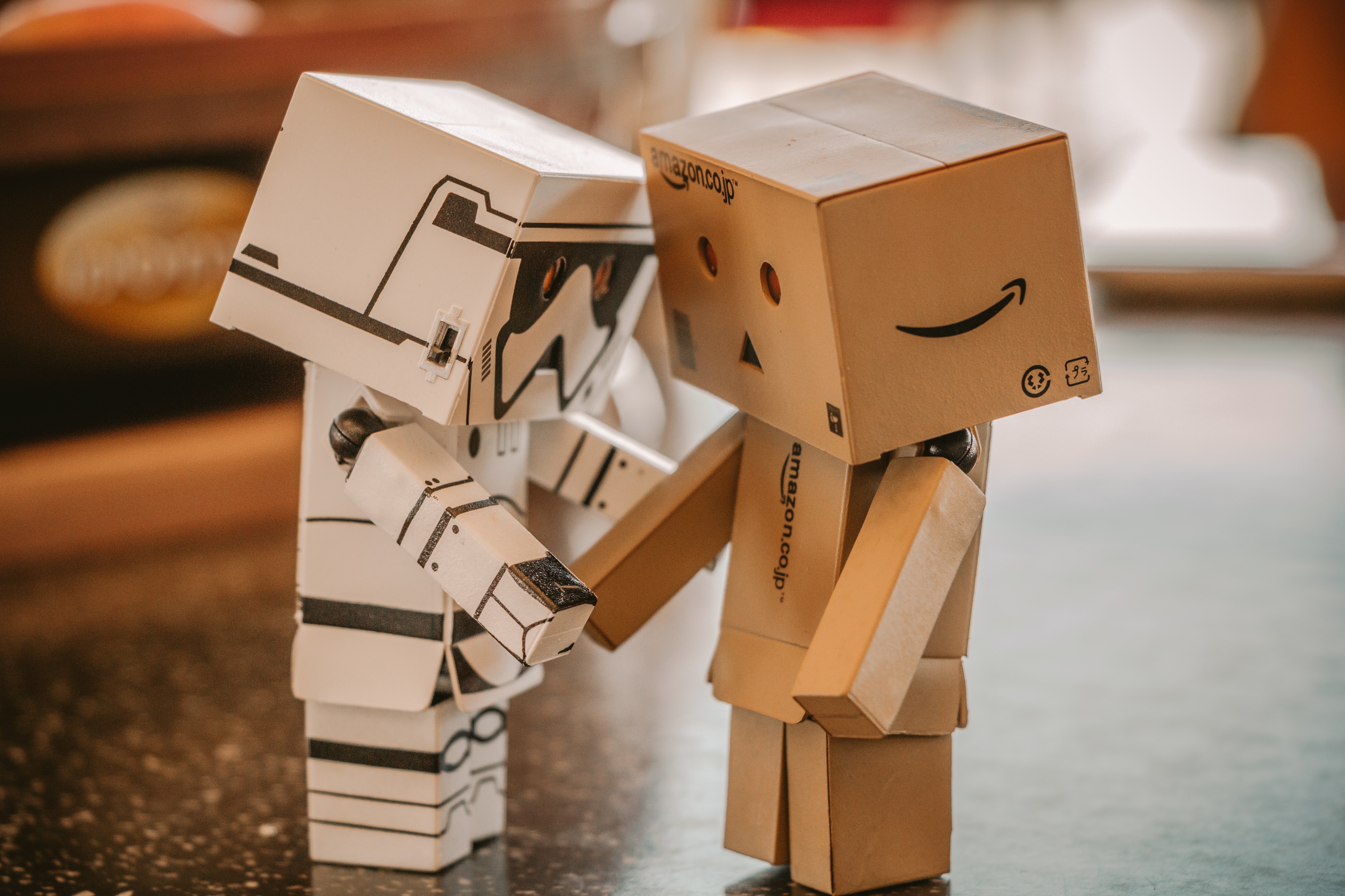 An Image of Bot box Stormtrooper and Amazon